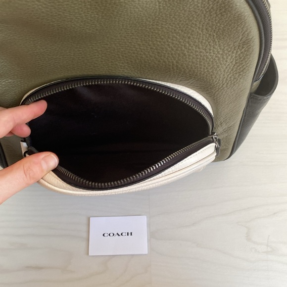 COACH Colorblock Olive Green, Black, Cream Backpack - Picture 5 of 10